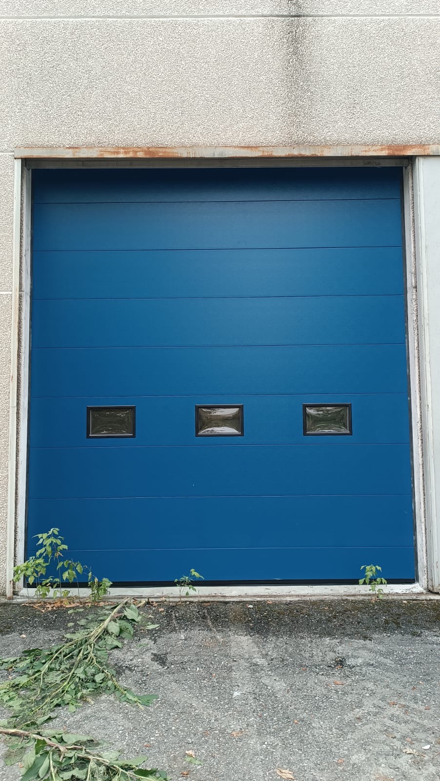 Portoni sezionali industriali a <p>Portoni sezionali industriali oltre luce, con oblò, portina inserita e pannello intero. RAL a campione </p>